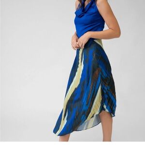 Adrian Landau Onyx Plisse Pleated Asymmetrical Midi Skirt | XS